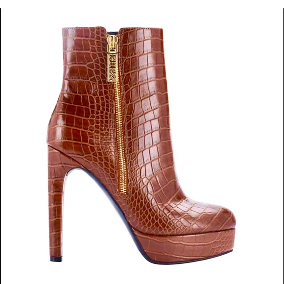 Guess "Dejah Croc Platform Booties" Dark
Brown Leather High Heel Booties - Picture 2 of 9